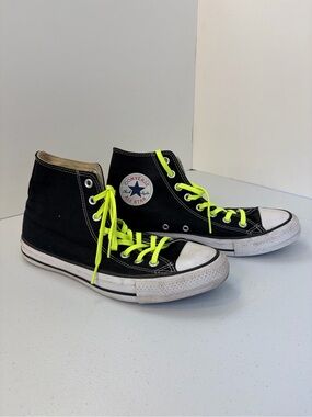 Converse Chuck Taylor High Top Black Sneakers Shoes Neon mens 7.5 womens 9.5